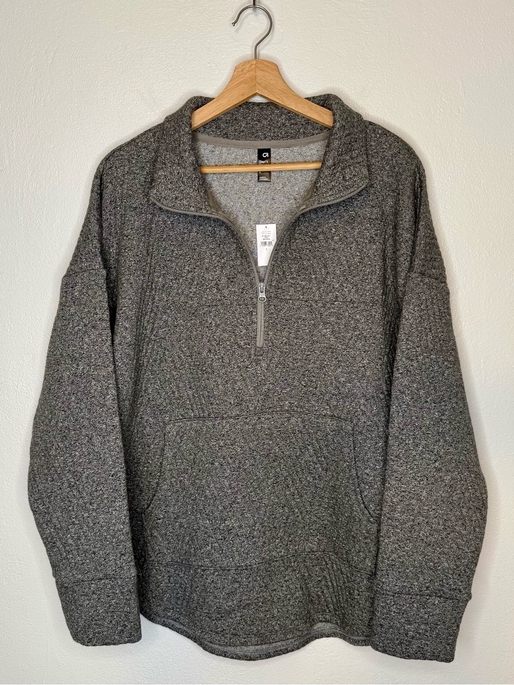 GapFit Quilted Jacquard Half-Zip Pullover New Heather Gray Womens Size Large NWT - Picture 8 of 16